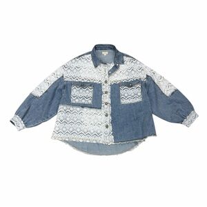 POL Sonoma White Crochet Denim Jacket